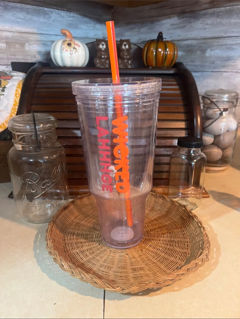 Wicked Orange Double-Wall Tumbler with Reusable Straw